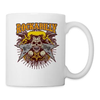 Rockabilly Skull Guitar Metal Star Retro Punk Art - Tasse - Weiß - Rechts