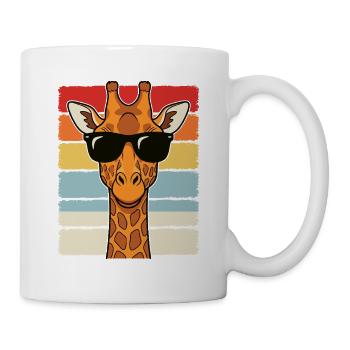 Cool Giraffe Lunettes de soleil rétro Chemise animale - Mug blanc - blanc - Droite
