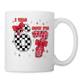 7th Birthday Girl Shirt I was 6 Now I’m Seven 7  - Mug blanc - blanc - Droite