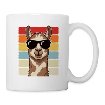 Cool Alpaca Sunglasses Retro Cute Animal Shirt - Mug - white - Right