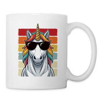 Cool Unicorn Sunglasses Retro Cute Shirt - Mug - white - Right