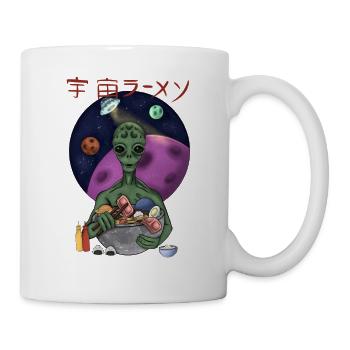 Alien Eating Ramen Retro Space Shirt - Mug - white - Right