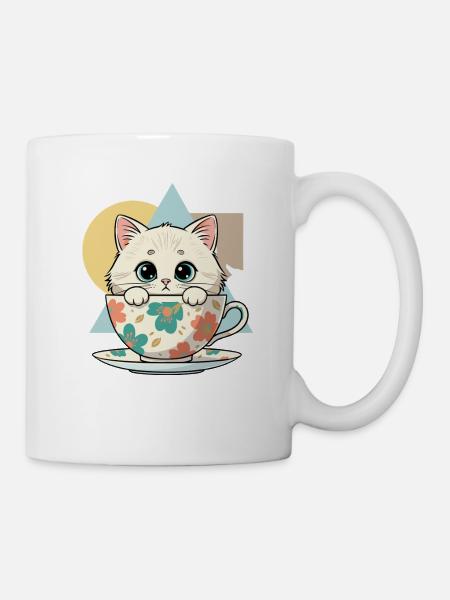 Kätzchen im Teetassen-Design - Tasse - Weiß