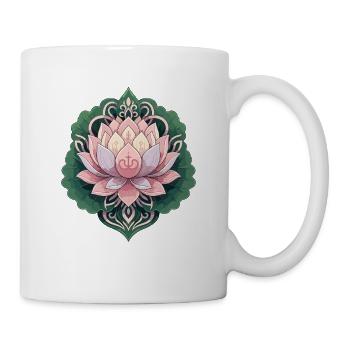 Pink Lotus Mandala on Green - Mug - white - Right