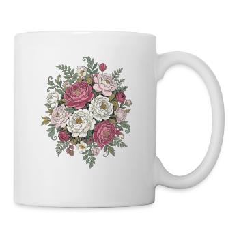 Vintage Rose Bouquet Pink White - Mug - white - Right