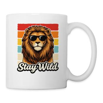 Stay Wild Lion Retro Sunglasses Animal Shirt - Mug - white - Right