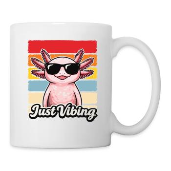 Just Vibing Axolotl Retro Cute Funny Shirt - Mug - white - Right