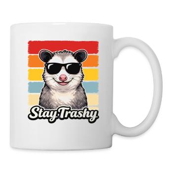 Stay Trashy Opossum Retro Funny Animal Shirt - Mug - white - Right