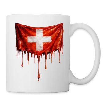 Drapeau suisse dégoulinant - Mug blanc - blanc - Droite