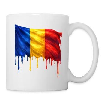Tropfende Rumänien Flagge Kunst - Tasse - Weiß - Rechts