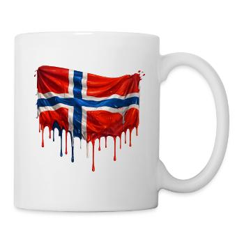 Norwegische Flagge Tropfen - Tasse - Weiß - Rechts