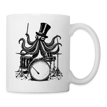 Un poulpe jouant de la batterie - Mug blanc - blanc - Droite