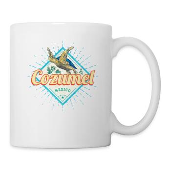 Cozumel Island in Mexico Retro Turtle Souvenir - Mug - white - Right