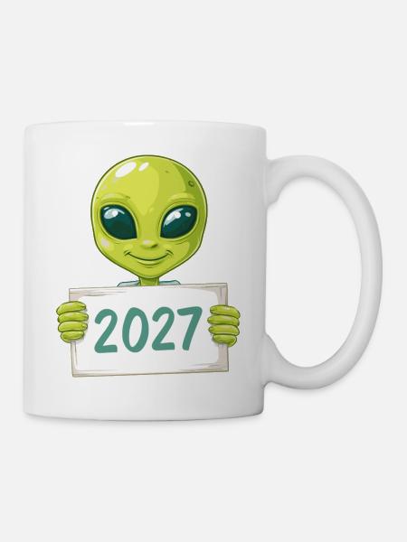freundliches grünes Alien - Tasse - Weiß