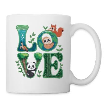 Nature Love Shirt with Panda Sloth - Mug - white - Right