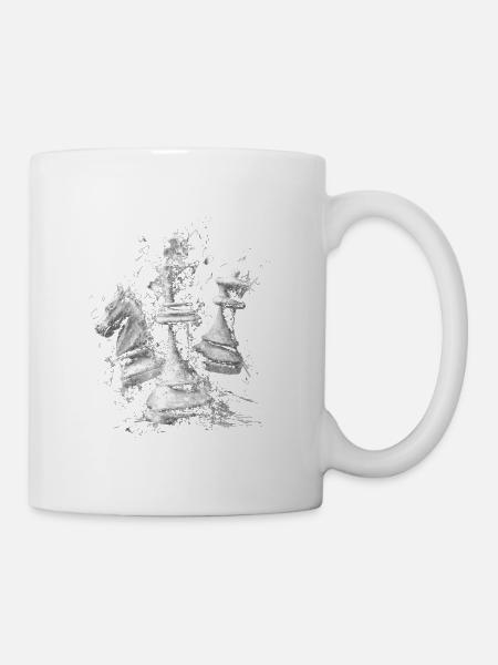 Schach Figuren Explosion Design Dynamisches Bretts - Tasse - Weiß