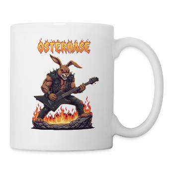 Heavy Metal Osterhase Rocker Ostern Hardcore Hase - Tasse - Weiß - Rechts