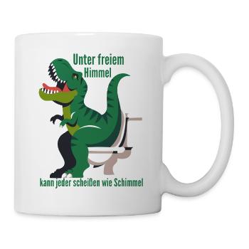 Dino auf Toilette im Freien - Tasse - Weiß - Rechts
