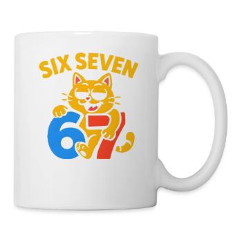 Six Seven Katze 67 Italian Brainrot Humor - Tasse - Weiß - Rechts