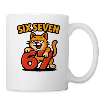 Six Seven Katze 67 Italian Brainrot Humor - Tasse - Weiß - Rechts