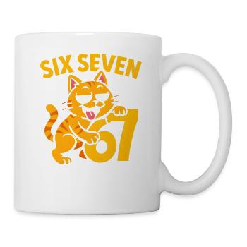 Six Seven Katze 67 Italian Brainrot Humor - Tasse - Weiß - Rechts