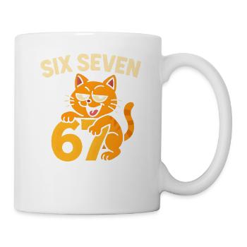 Six Seven Katze 67 Italian Brainrot Humor - Tasse - Weiß - Rechts
