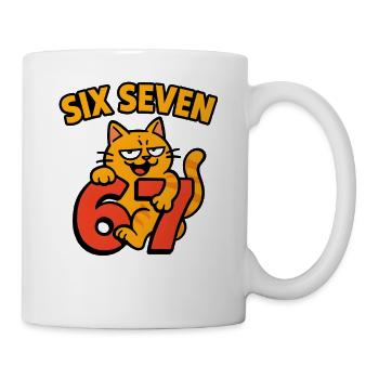Six Seven Katze 67 Italian Brainrot Humor - Tasse - Weiß - Rechts