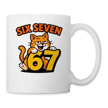 Six Seven Katze 67 Italian Brainrot Humor - Tasse - Weiß - Rechts