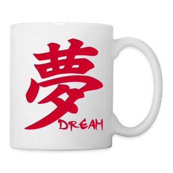 Das Wort Traum im Japanischen (rot) - Tasse - Weiß - Rechts