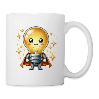 Glühbirne Superheld Helden Lampe - Tasse - Weiß - Rechts