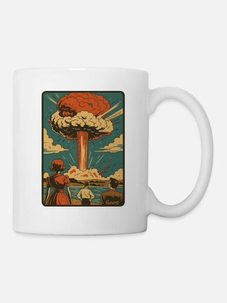 Retro Atom Explosion Pilzwolke - Tasse - Weiß