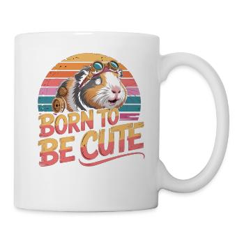 Born To Be Cute Guinea Pig T-Shirt Retro - Mug - white - Right