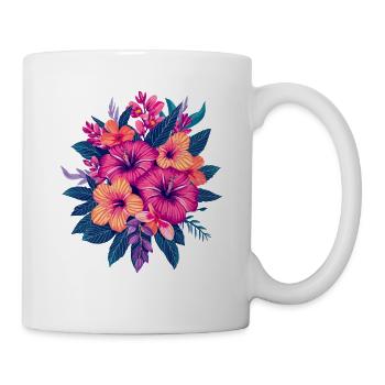 Tropische Hibiskus Blütenpracht - Tasse - Weiß - Rechts