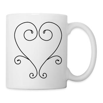 Wirbelherz-Design - Tasse - Weiß - Rechts