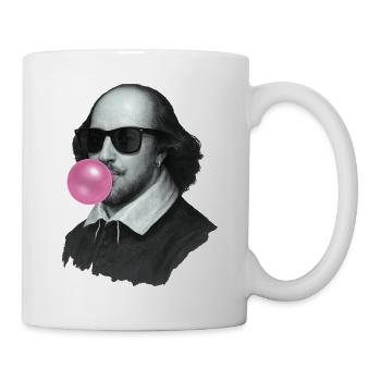 William Shakespeare mit Kaugummi und Sonnenbrille - Tasse - Weiß - Rechts