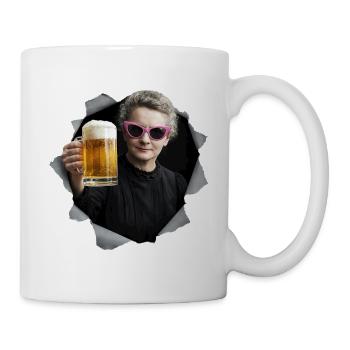 Marie Curie tient une bière - Mug blanc - blanc - Droite