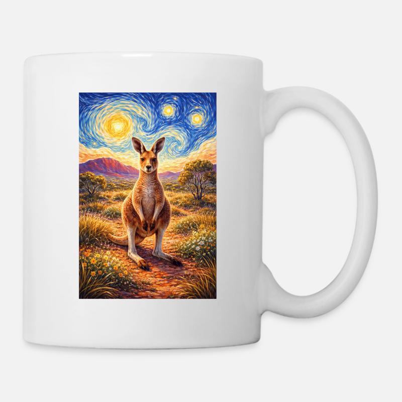 Känguru unter Sternennacht - Tasse - Weiß