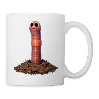 Mudworm cartoon with big eyes - Mug - white - Right