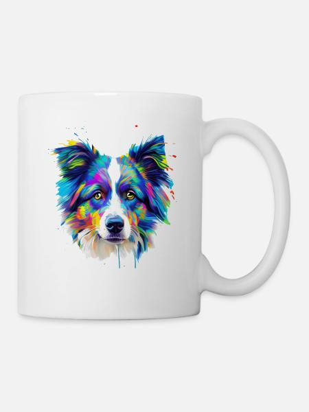 Bunte Australian Shepherd-Kunst - Tasse - Weiß