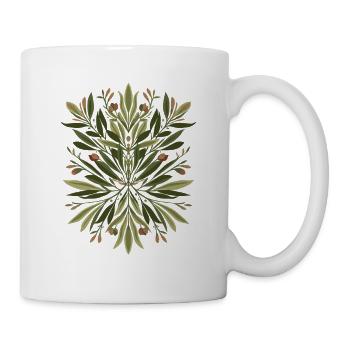 Feuilles Mandala Vert - Mug blanc - blanc - Droite