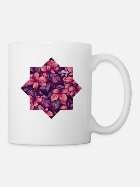 Pink tropisches Blütenmuster - Tasse - Weiß