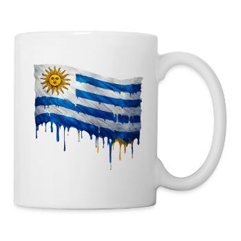 Uruguay Tropfenkunst Flagge - Tasse - Weiß - Rechts