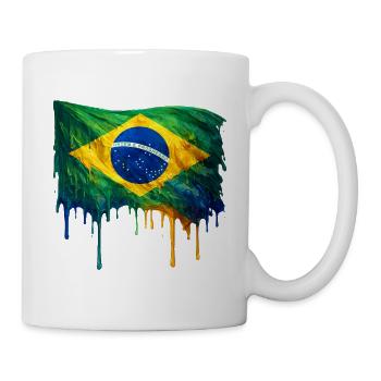Brasilien-Flagge in bunten Farben - Tasse - Weiß - Rechts