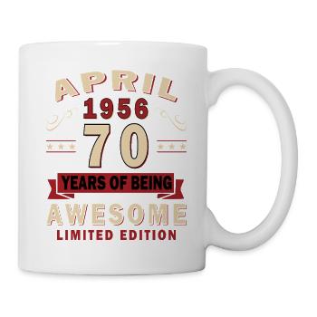70th Anniversary April 1956 Vintage Gift - Mug - white - Right