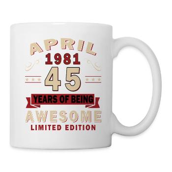 April 1981 Retro April 1981 Geburtstagsgeschenk - Tasse - Weiß - Rechts