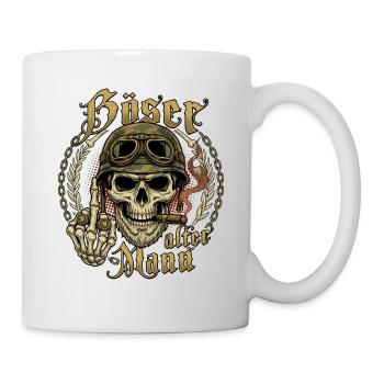Böser alter Mann Biker Totenkopf Vintage - Tasse - Weiß - Rechts