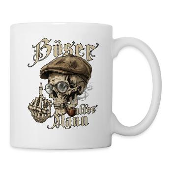 Böser alter Mann Totenkopf Schiebermütze - Tasse - Weiß - Rechts