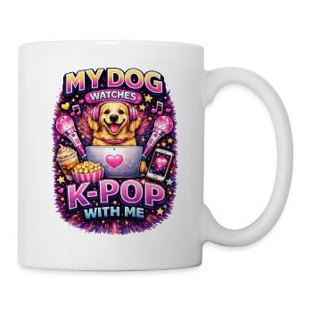 Mon chien regarde la K-pop avec moi - Mug blanc - blanc - Droite
