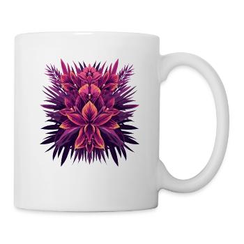 Kunstvoller Blütenmandala - Tasse - Weiß - Rechts