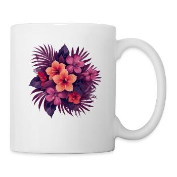 Tropical flowers in purple orange - Mug - white - Right